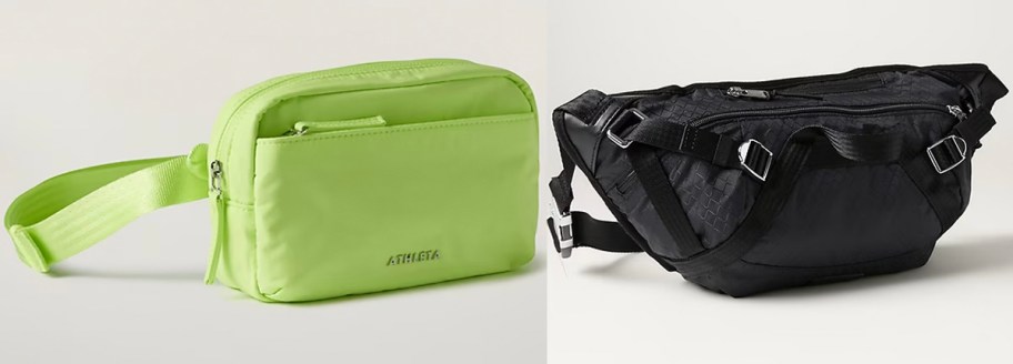 lime green and black belt bag 