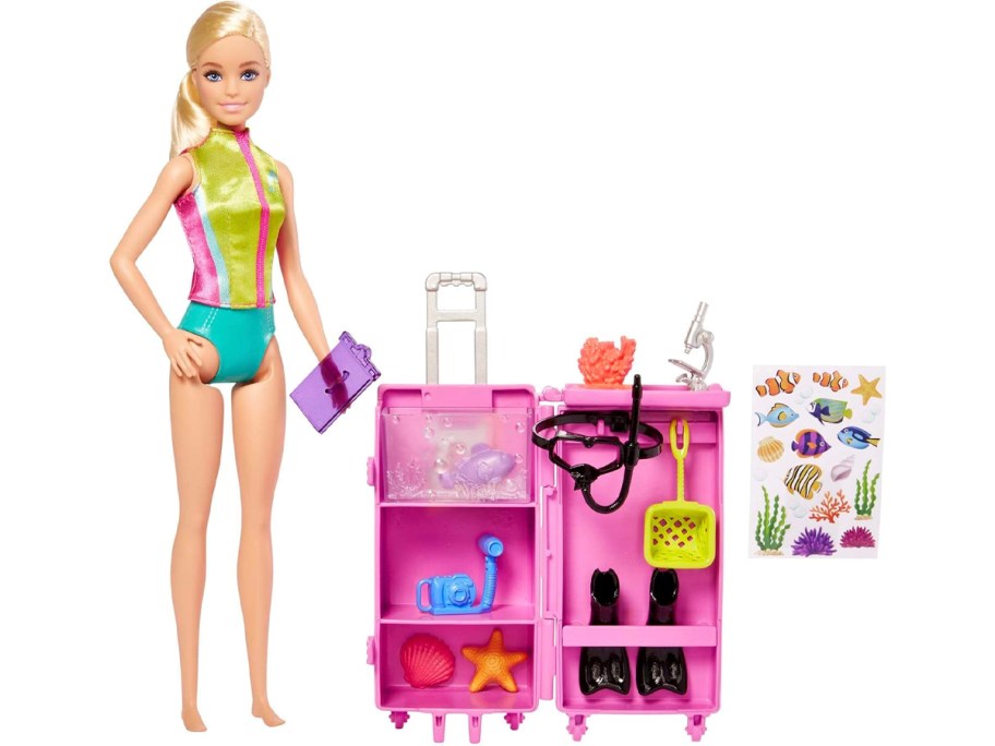 barbie with marine biology lab set