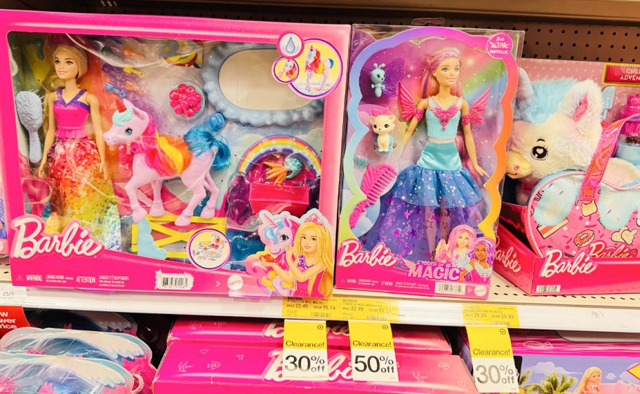 barbie touch of magic dolls on shelf at target