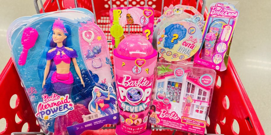 barbie doll and accessories in target cart 