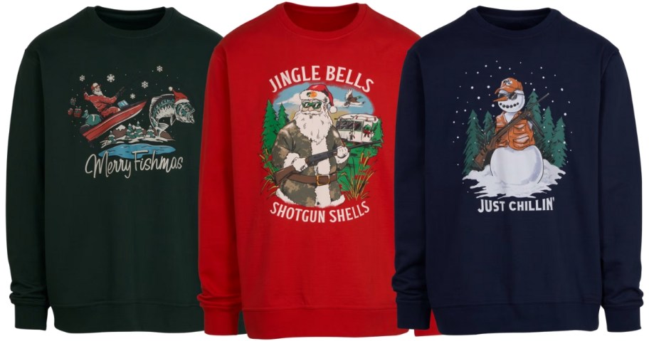 3 Bass Pro/Cabela's Christmas graphic sweatshirts 