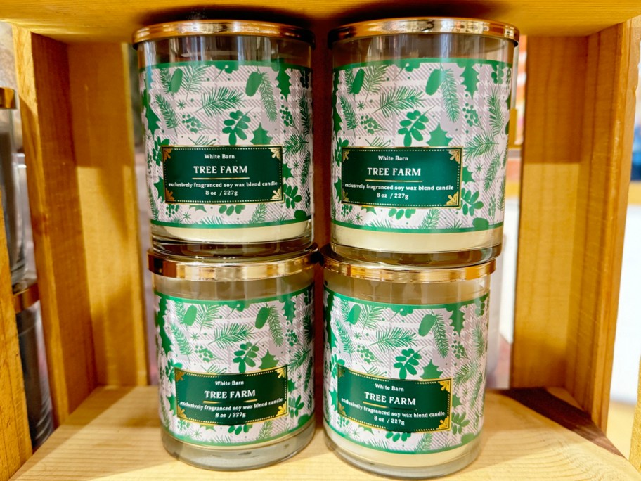 bath and body works christmas candles on display in store