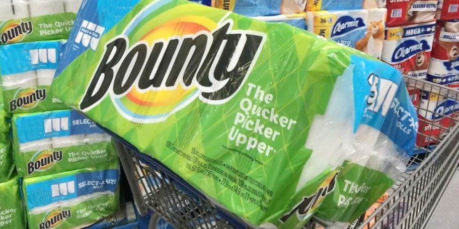 bounty paper towels in sams shopping cart 