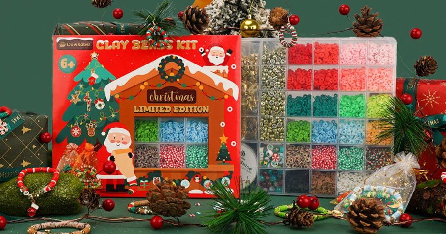 bracelet making kit amongst christmas decor