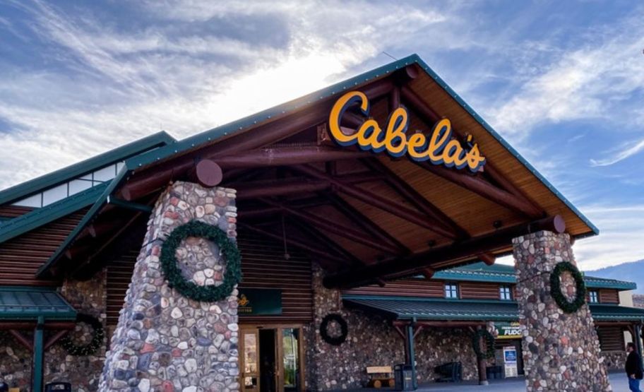 an exterior shot of a cabelas store..