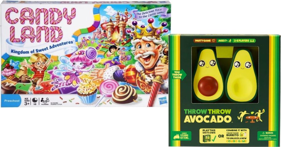 candy land and throw avocado game stock images