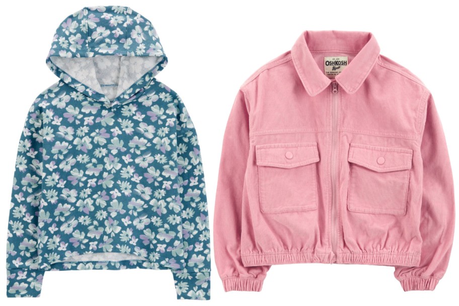 blue flower and pink jackets