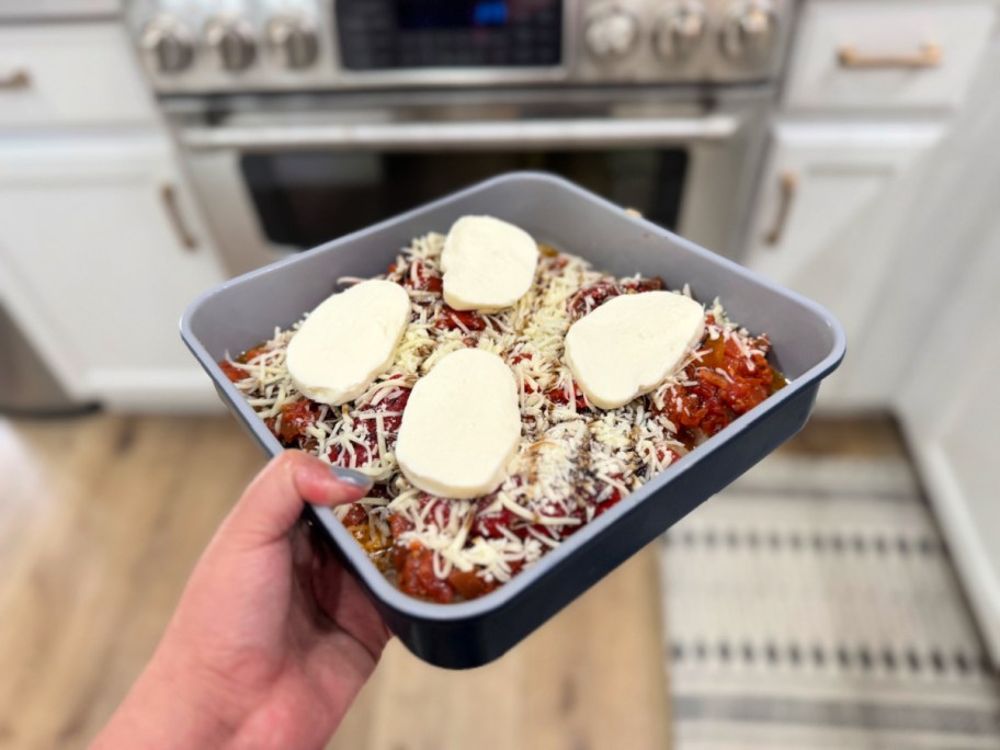 chicken and bruschetta bake before going into the oven