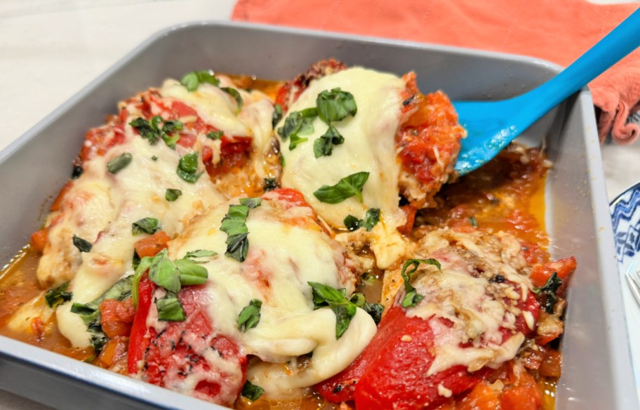 dishing up easy bruschetta chicken bake 