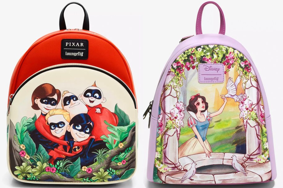 incredibles and snow white loungefly bags 