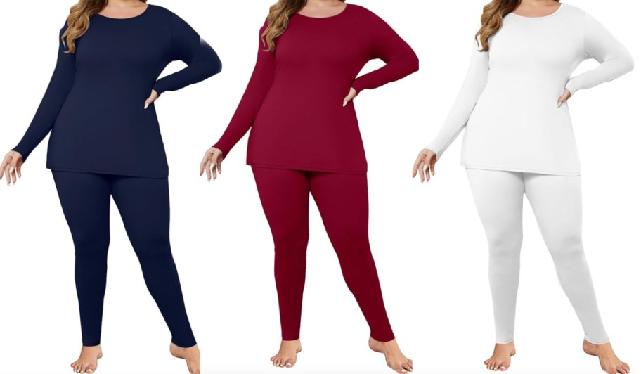 navy, burgundy, and white thermal set