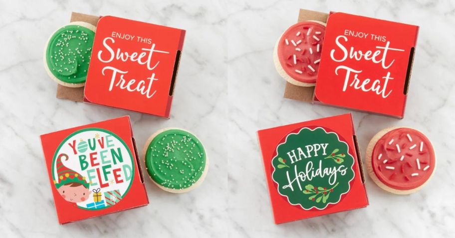 You've Been Elfed cookie and Happy Holidays Sweet Treat cookies