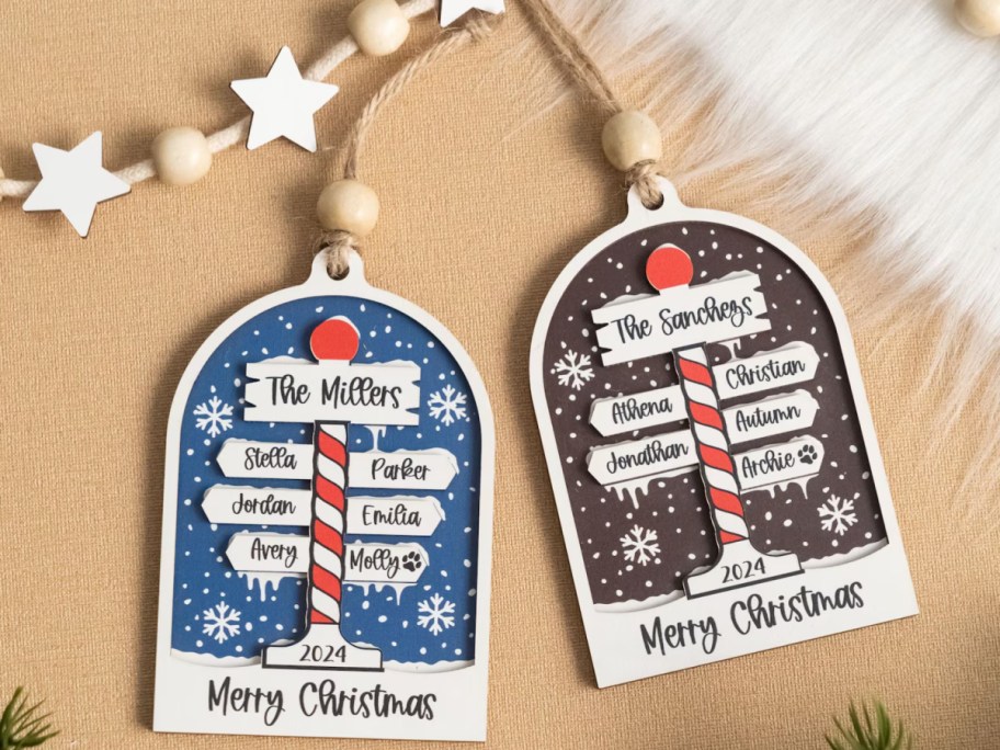 two family personalized ornaments