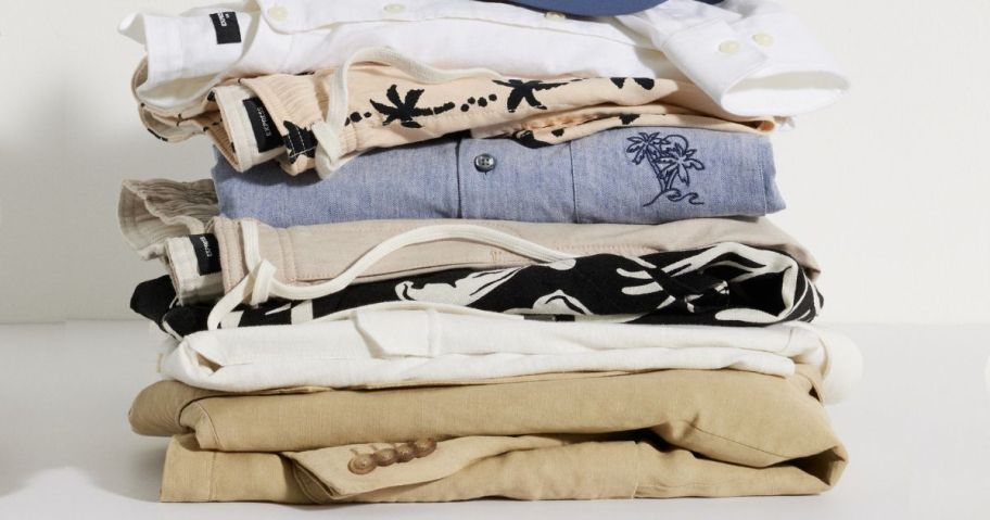 pile of folded express clothing