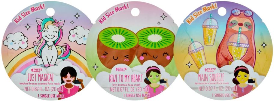 3 varieties of kids face masks stock images