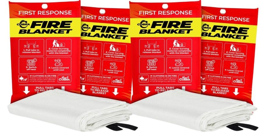 4 pack fire blankets stock image