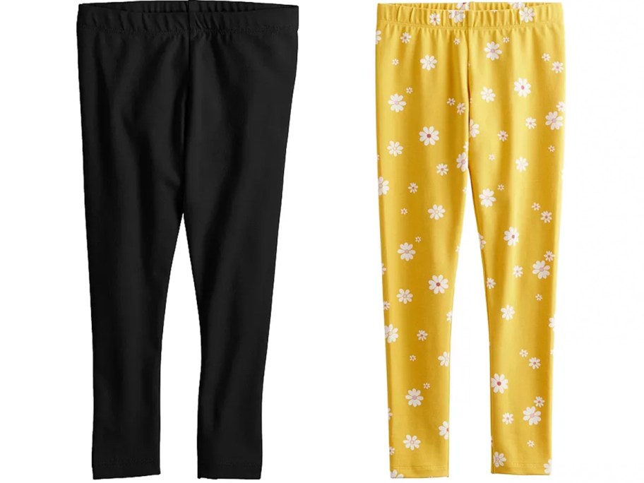 black and yellow flower leggings 