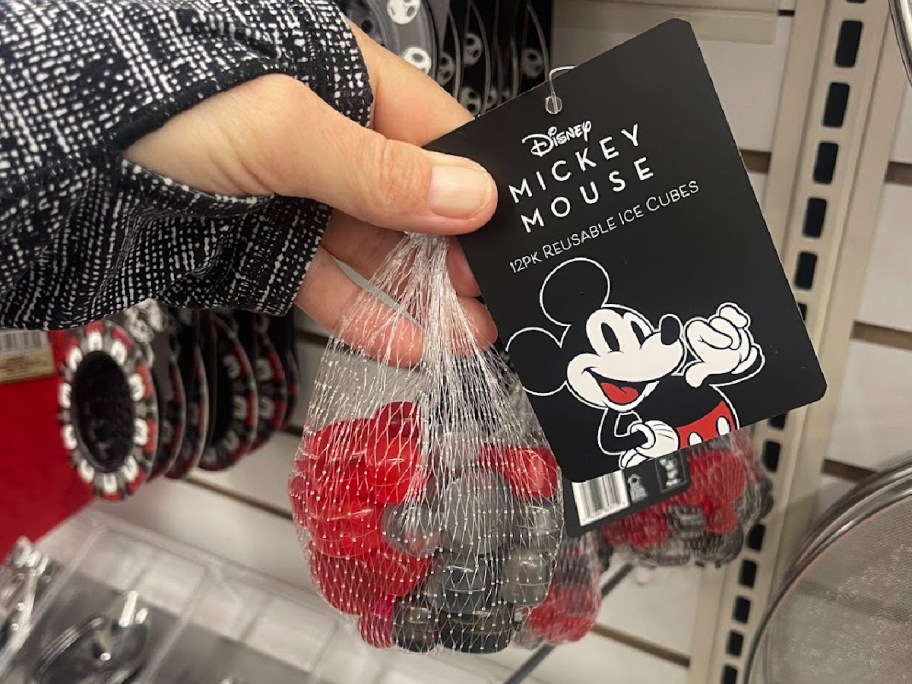 hand holding Disney Mickey Mouse Reusable Ice Cubes