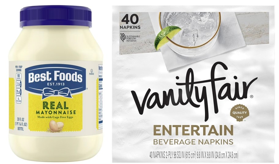 hellmanns mayo and vanity fair napkins 