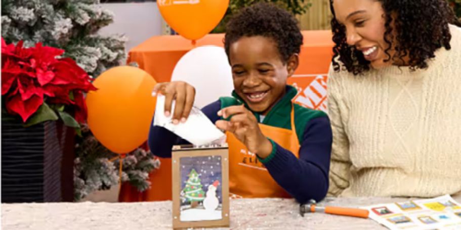 FREE Home Depot Kids Workshop on December 7th – Register to Make a Holiday Snow Globe!