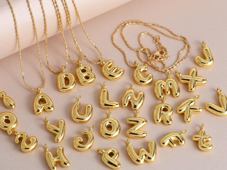 bubble letter necklaces