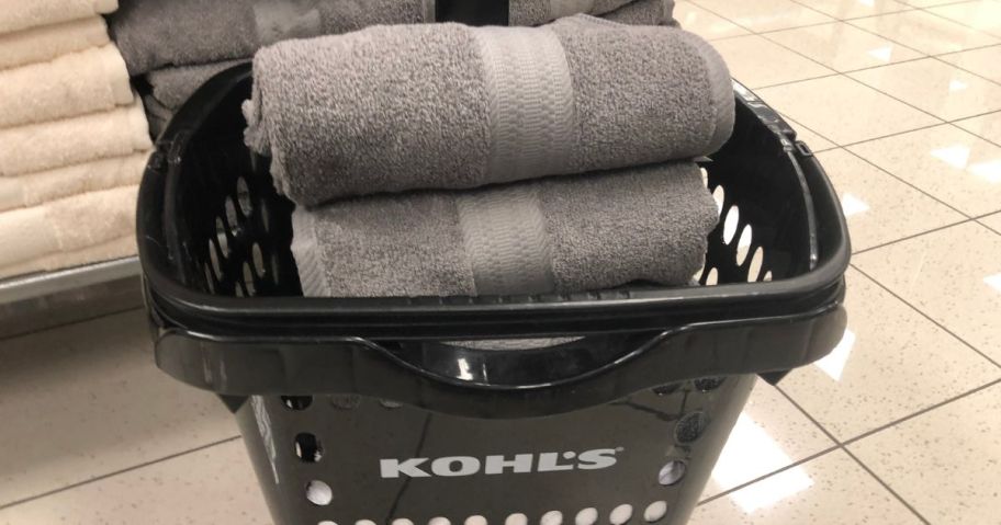 big one bath towels in basket in store