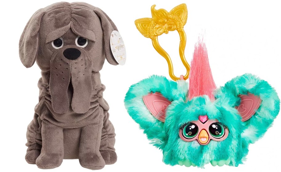 dog plush and furby toy 