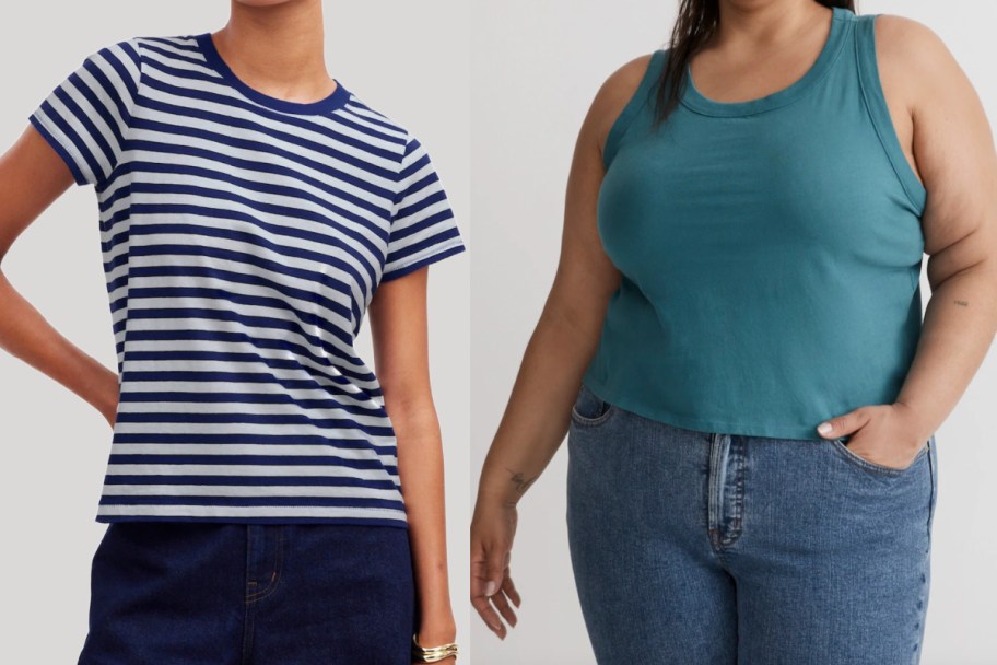 striped tee and tank top