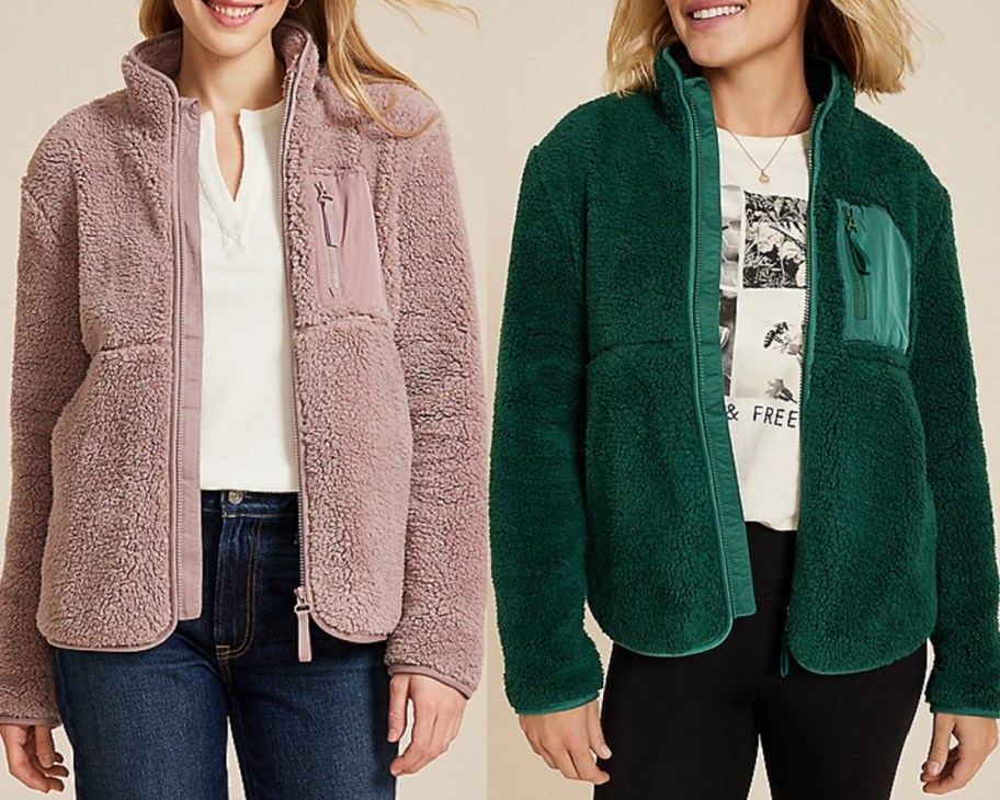 pink and green sherpa jacketss