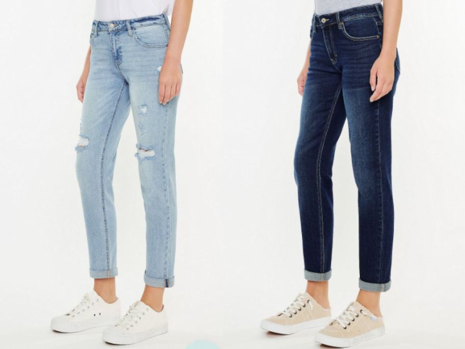 two women wearing maurices Women's Boyfriend Jeans