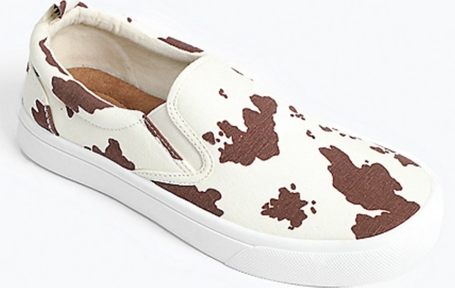 cow print slip on shoe 