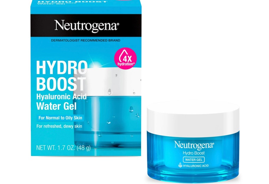 neutrogena water gel box with jar next to it 