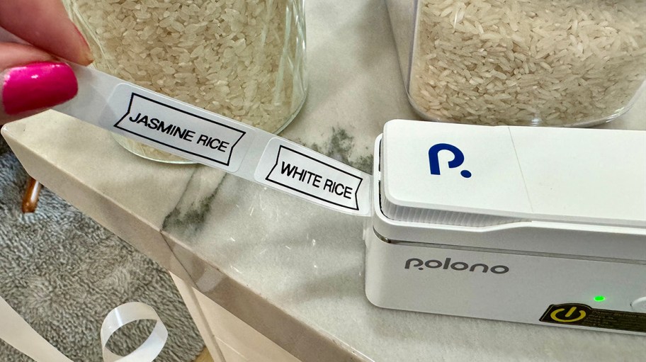 label makers with jars of rice