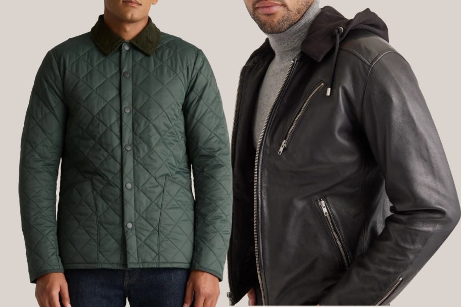 men in green and leather jackets