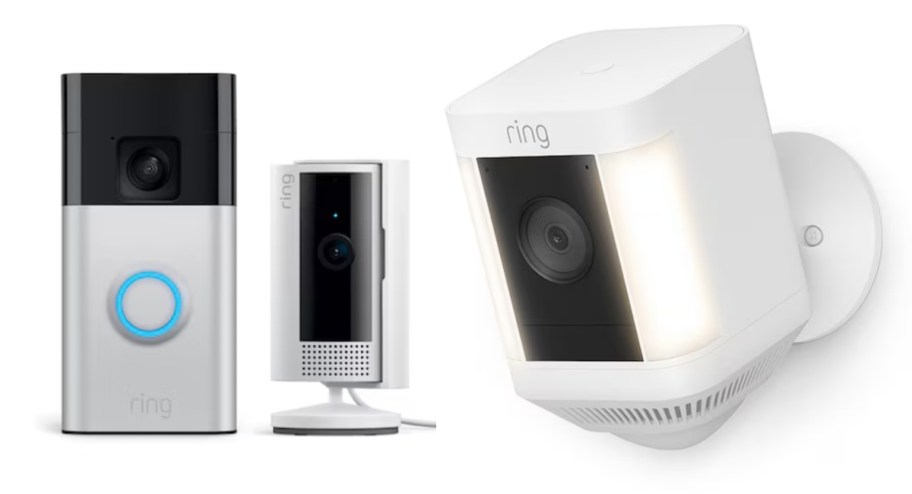 ring spotlight and doorbell cameras