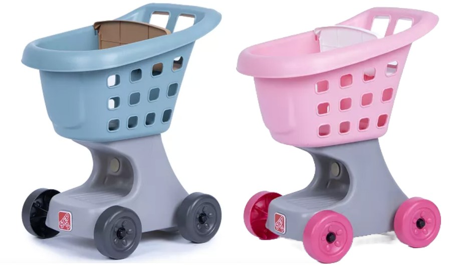 blue and pink shopping carts