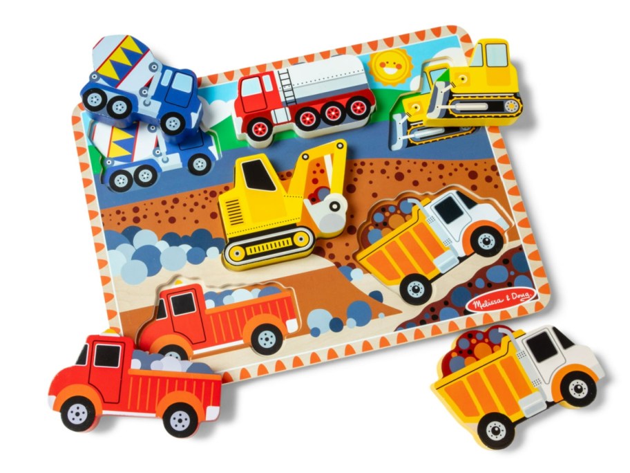 stock image Melissa & Doug Construction Vehicles Wooden Chunky Puzzle