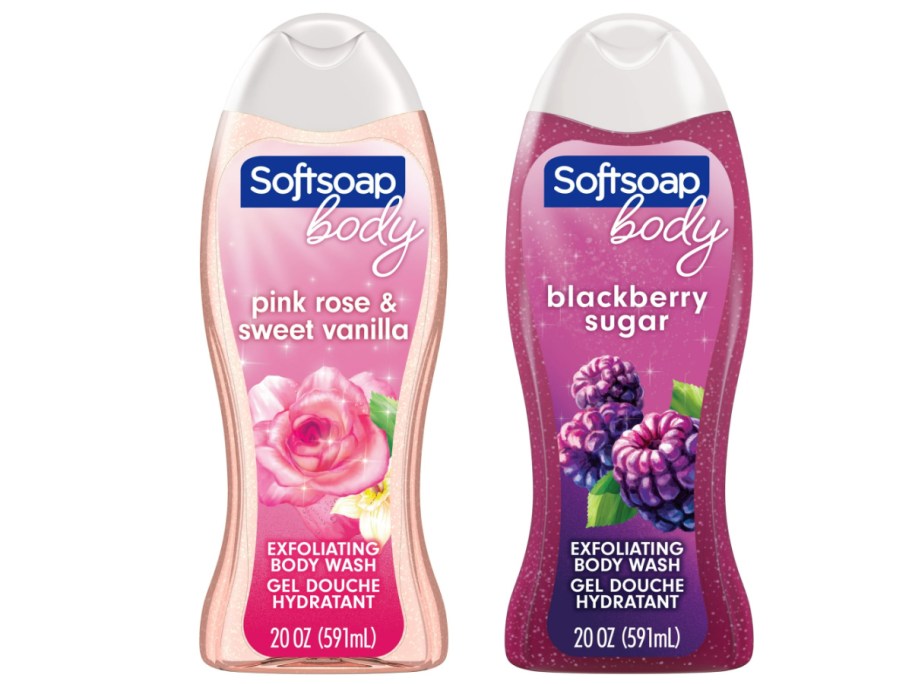 stock image of SSoftsoap Body Wash -in pink rose and blackberry sugar