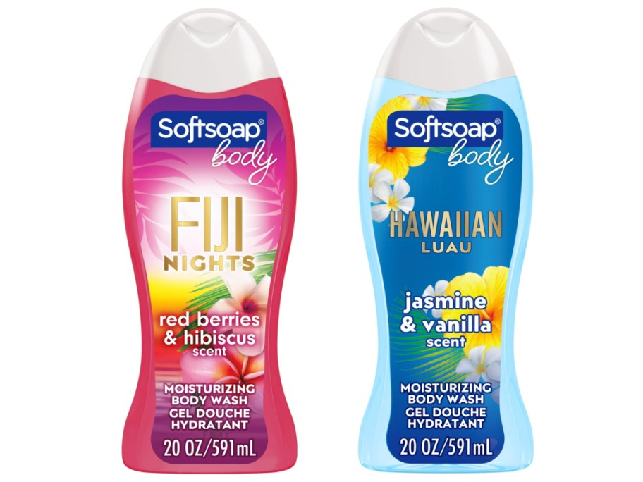 stock image of Softsoap Body Washes in fiji nights and hawaiian luau