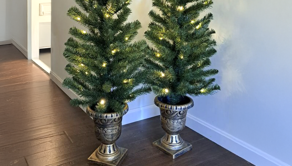 Pre-Lit LED Christmas Tree Porch Decor 2-Piece Set Just $33 on Walmart.online