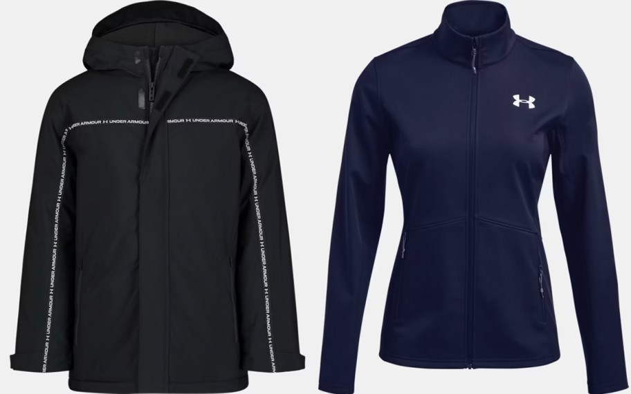 black and dark blue under armour jackets 