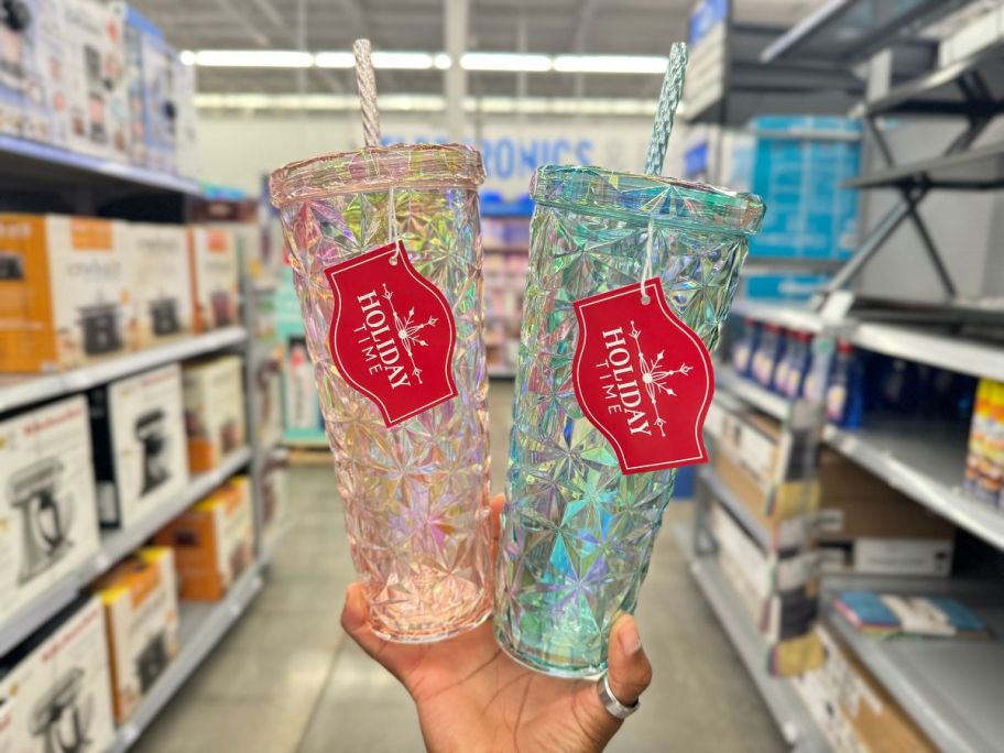 walmart iridescent tumblers in hand in store