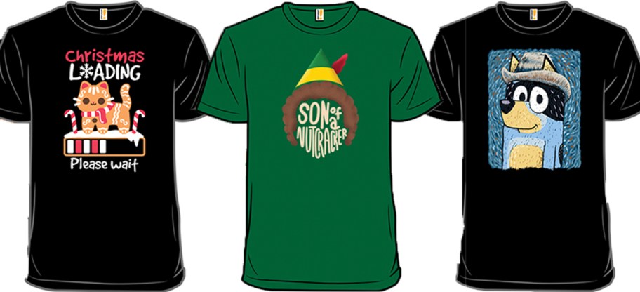 three christmas graphic tees