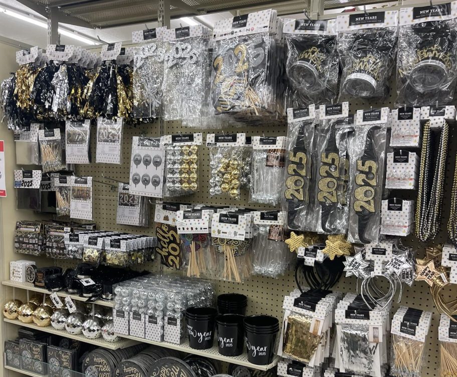 2025 New Years Eve merch at Hobby Lobby that can double as graduation decorations