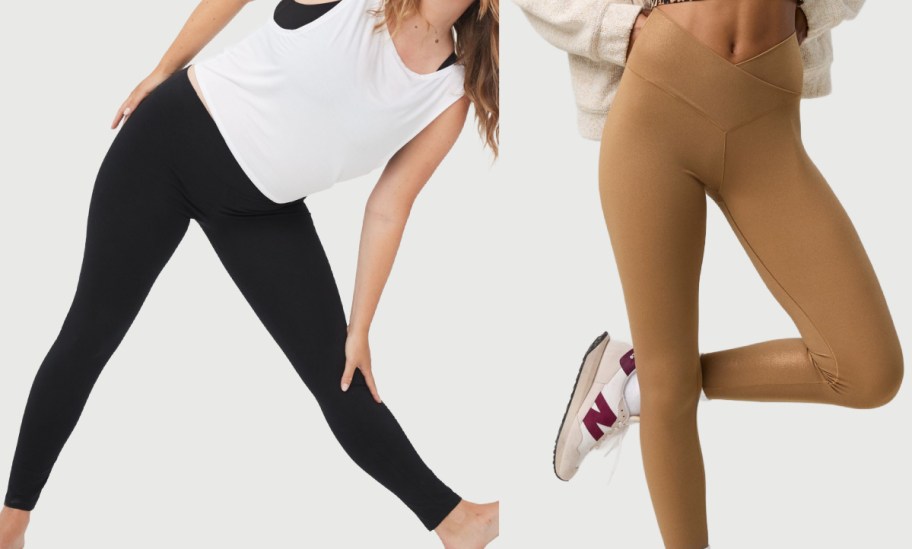 Aerie leggings in black and beige