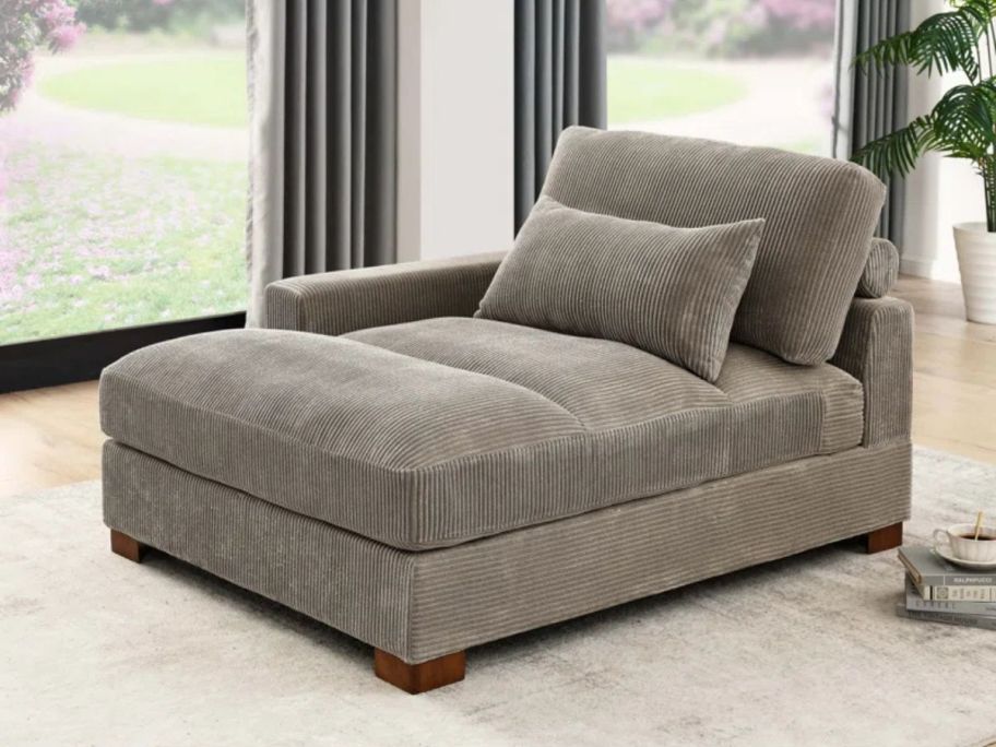 Ariee Upholstered Oversized Plush Chaise Lounge in living room