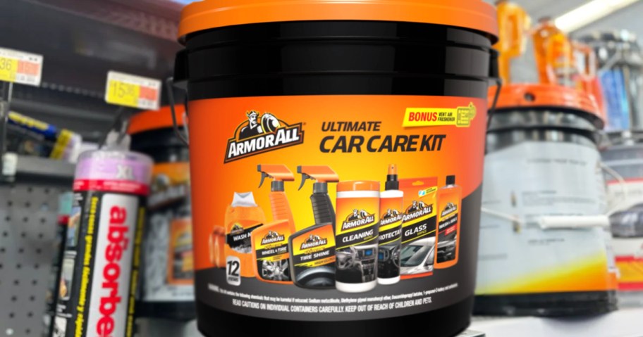 Armour All car cleaning kit on a store shelf