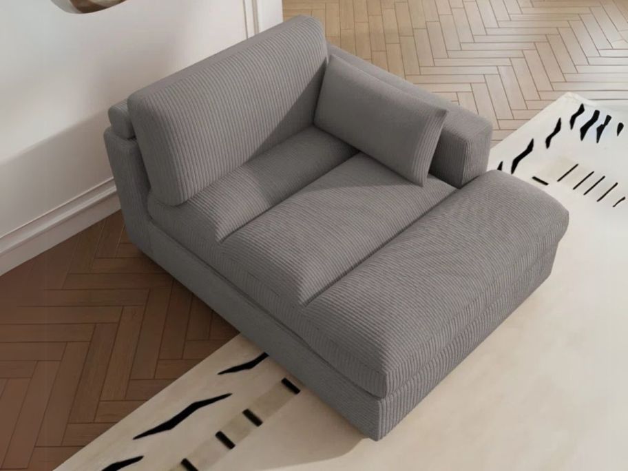 Bentura Upholstered Oversized Plush Chaise Lounge in living room