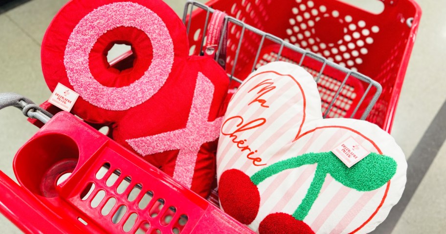 valentines day throw pillows in target shopping cart