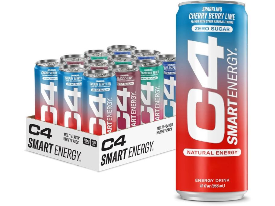 C4 Smart Energy Drink Berry Breeze Variety 12-Pack stock image